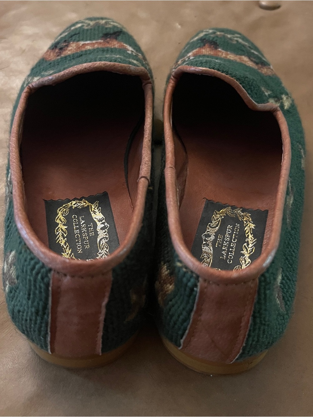 Vintage Larkspur Collection Fox Hunt Needlepoint Loafer Slipper Shoes Size 8 - Picture 3 of 9